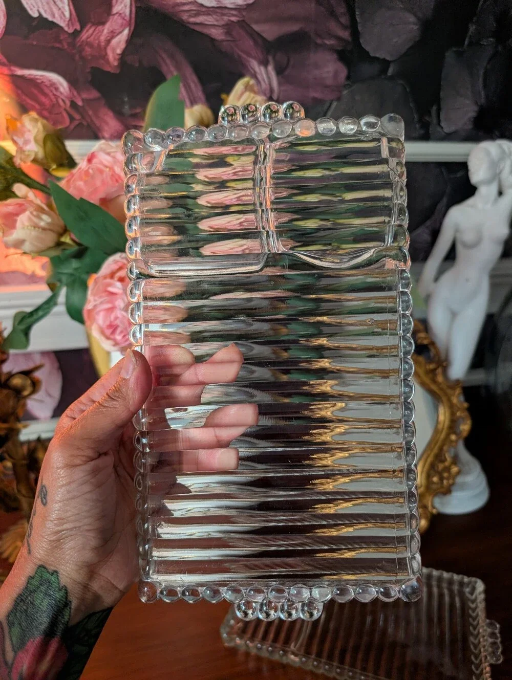 Vintage, set of 2, 1950s Hazel Glass Atlas Snack Sip Serving Tray, 11